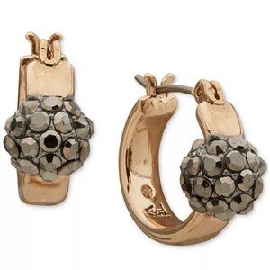 NWT! Karl Lagerfeld Pave’ Fireball Small Hoop Earrings